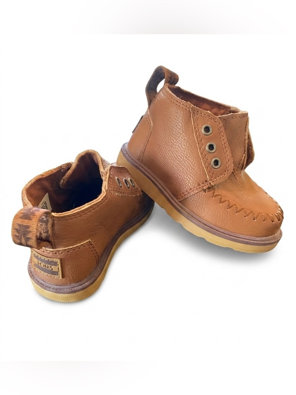 Toms Toddler Tan Brown Leather Moccasin-Style Chukka Boots - Western - size 6